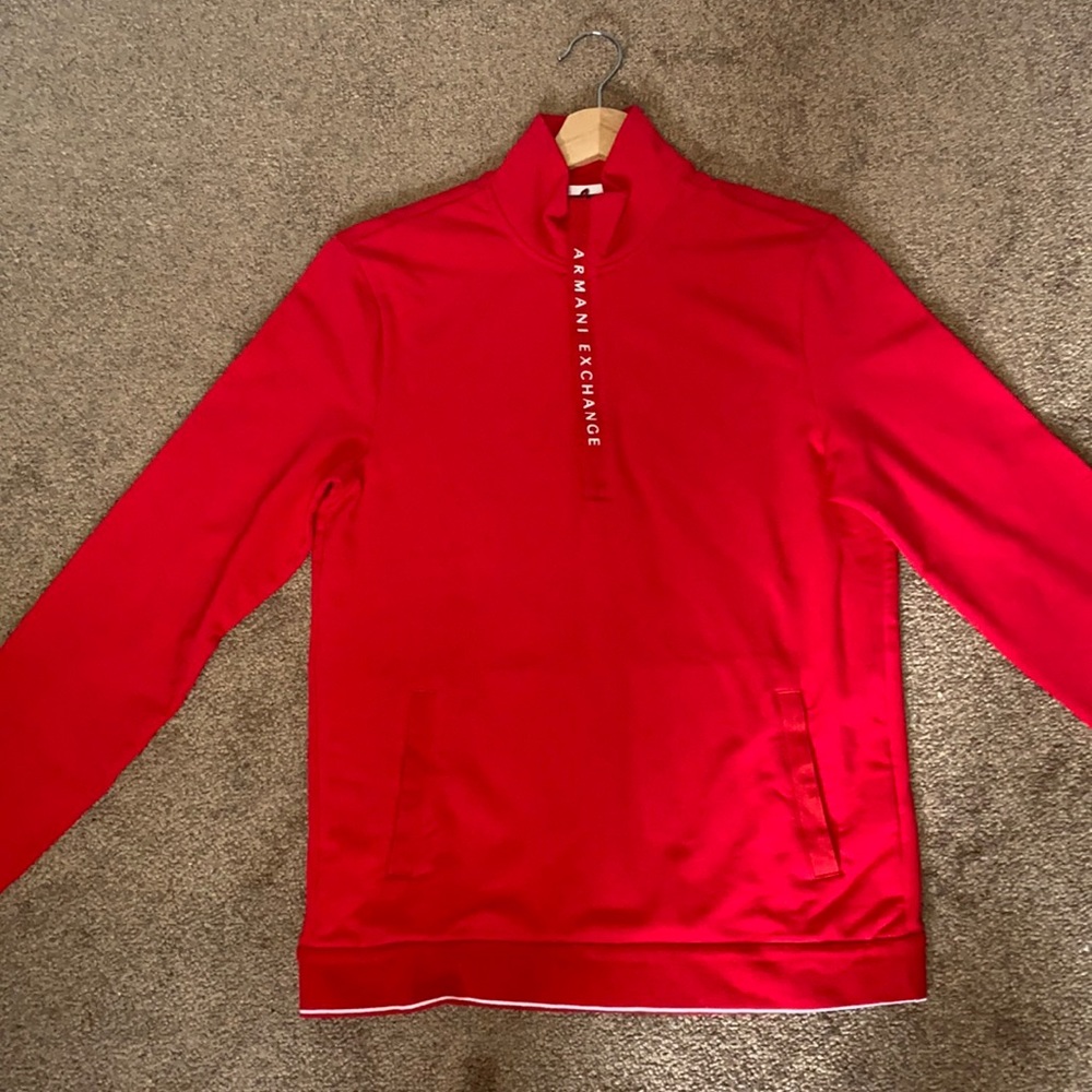 ARMANI EXCHANGE NWOT Red Quarter Zip Pullover